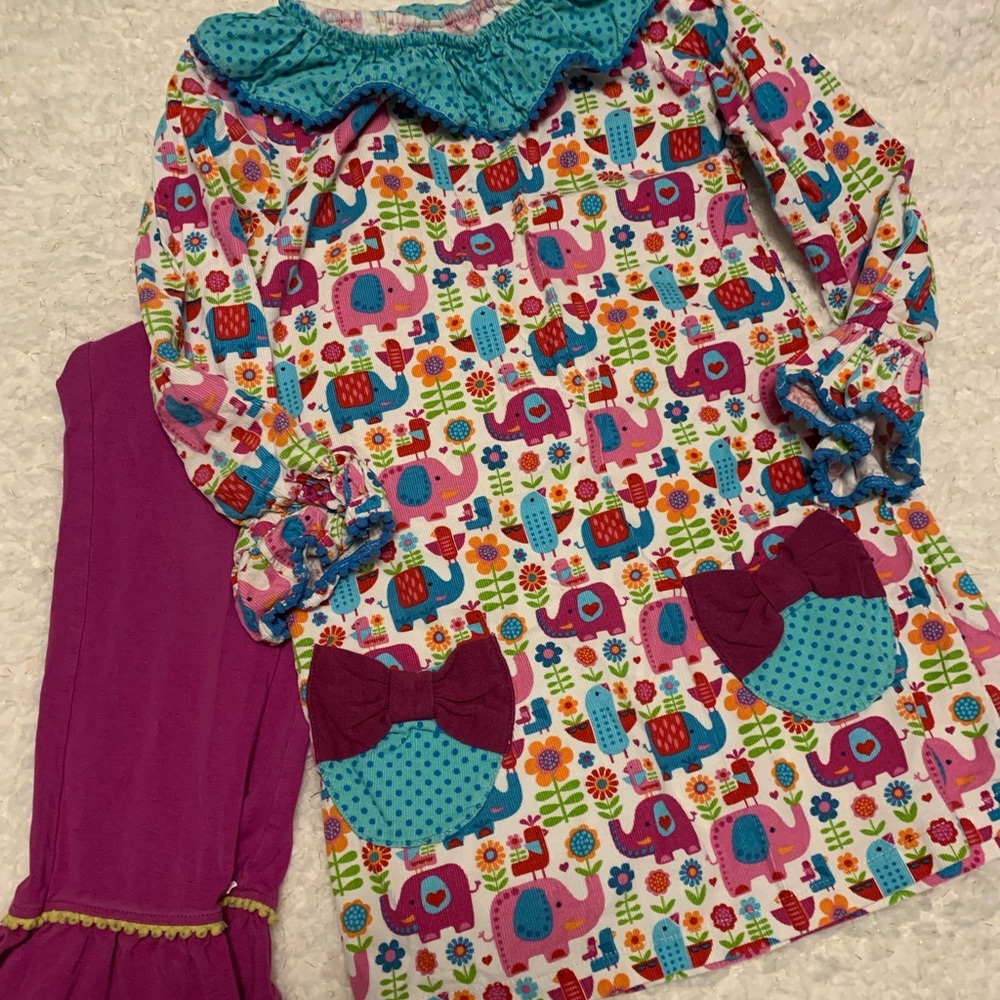 Corduroy Elephant Design Girls Size 6 Outfit